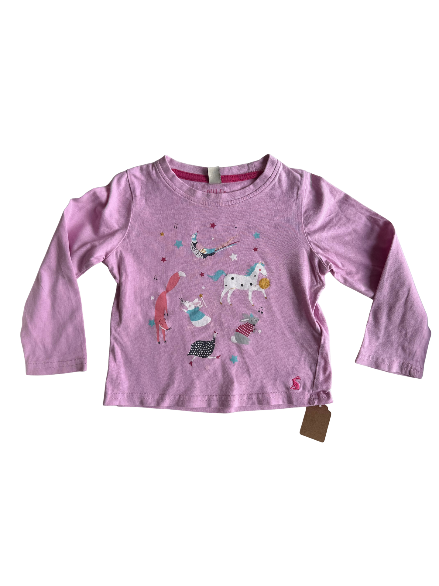 JOULES Langarmshirt Tiere rosa 92