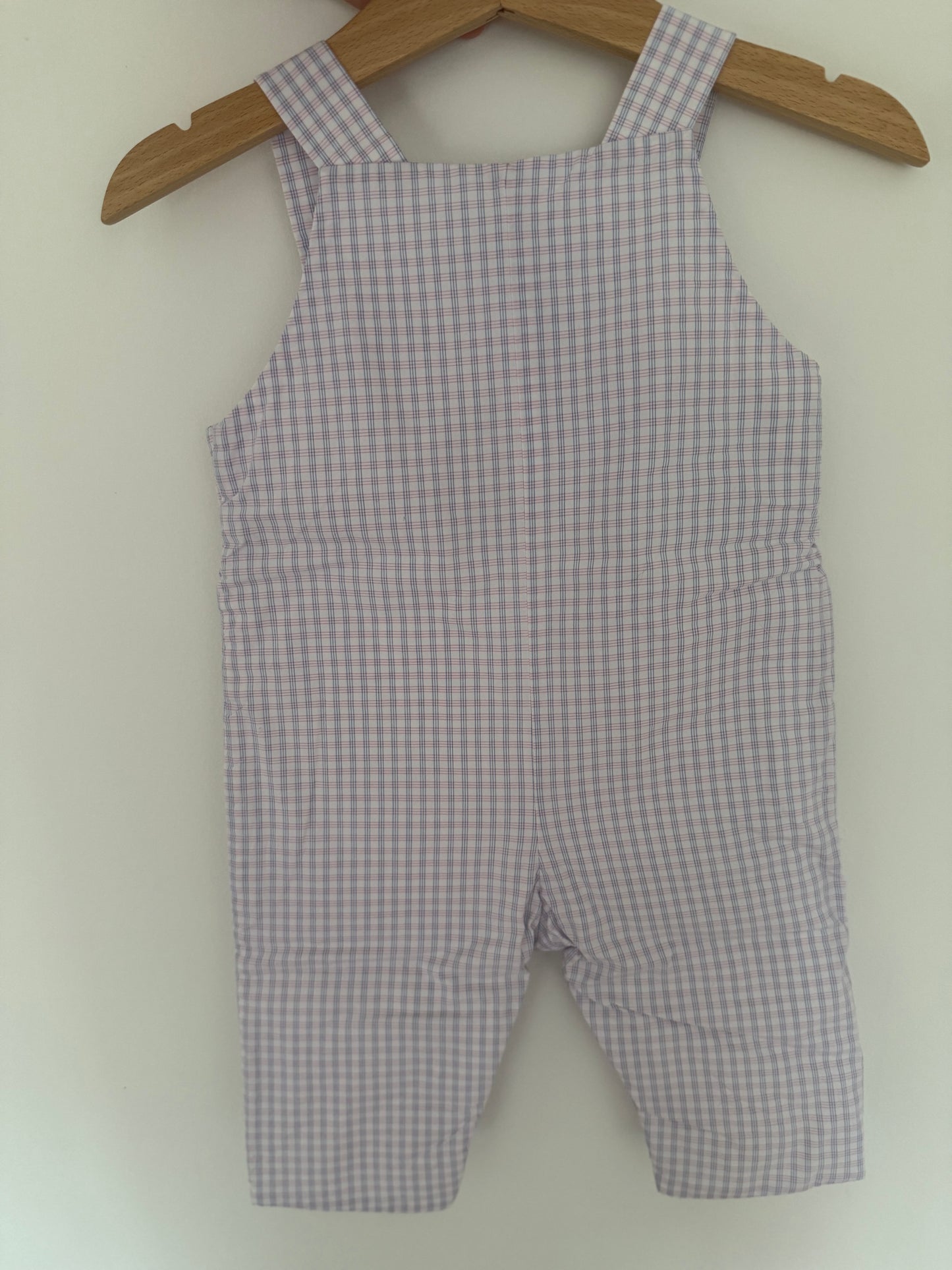 JACADI Latzhose hellblau rosa weiß kariert 62/68