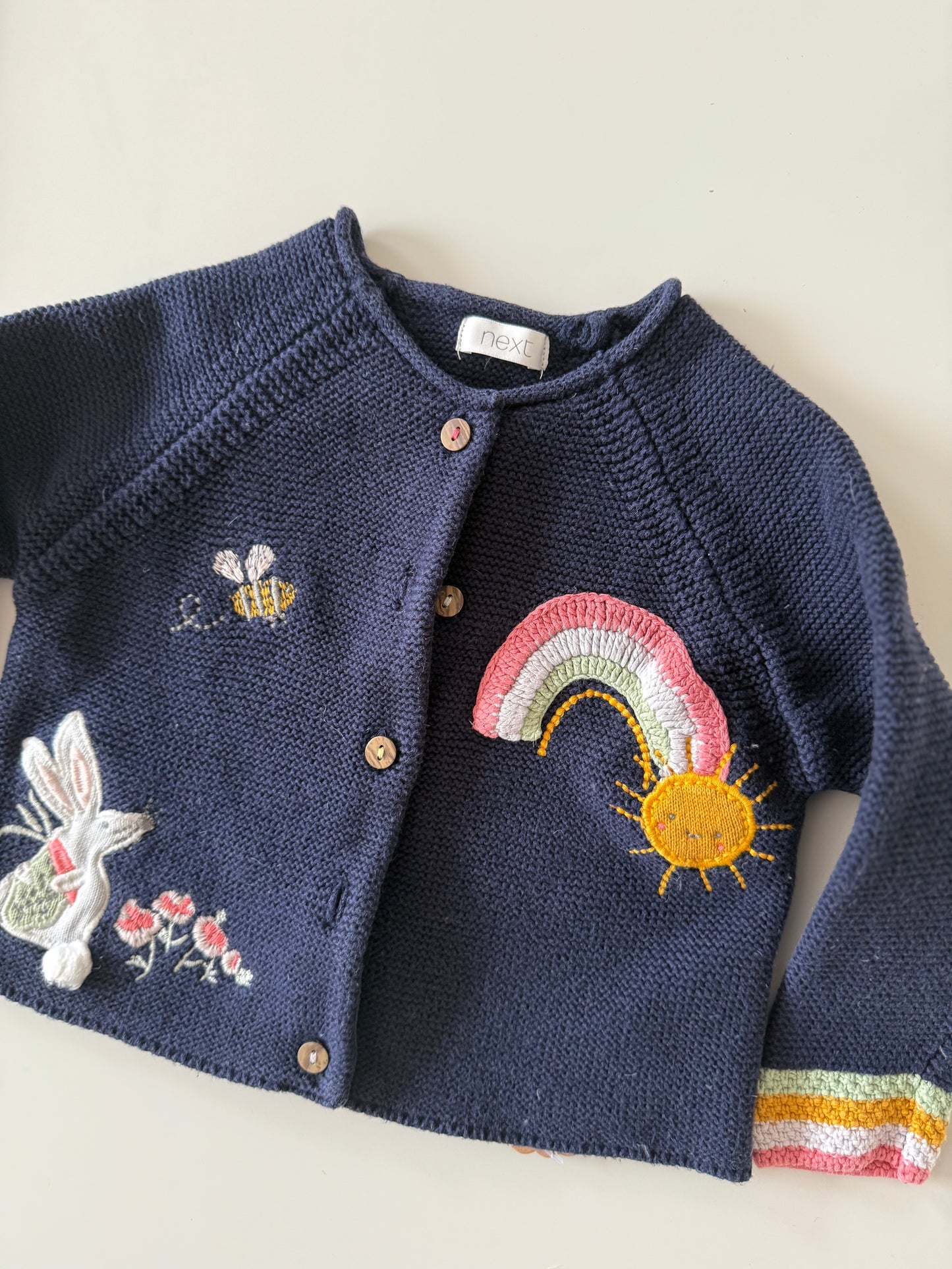 NEXT Strickjacke Bestickt dunkelblau 62/68