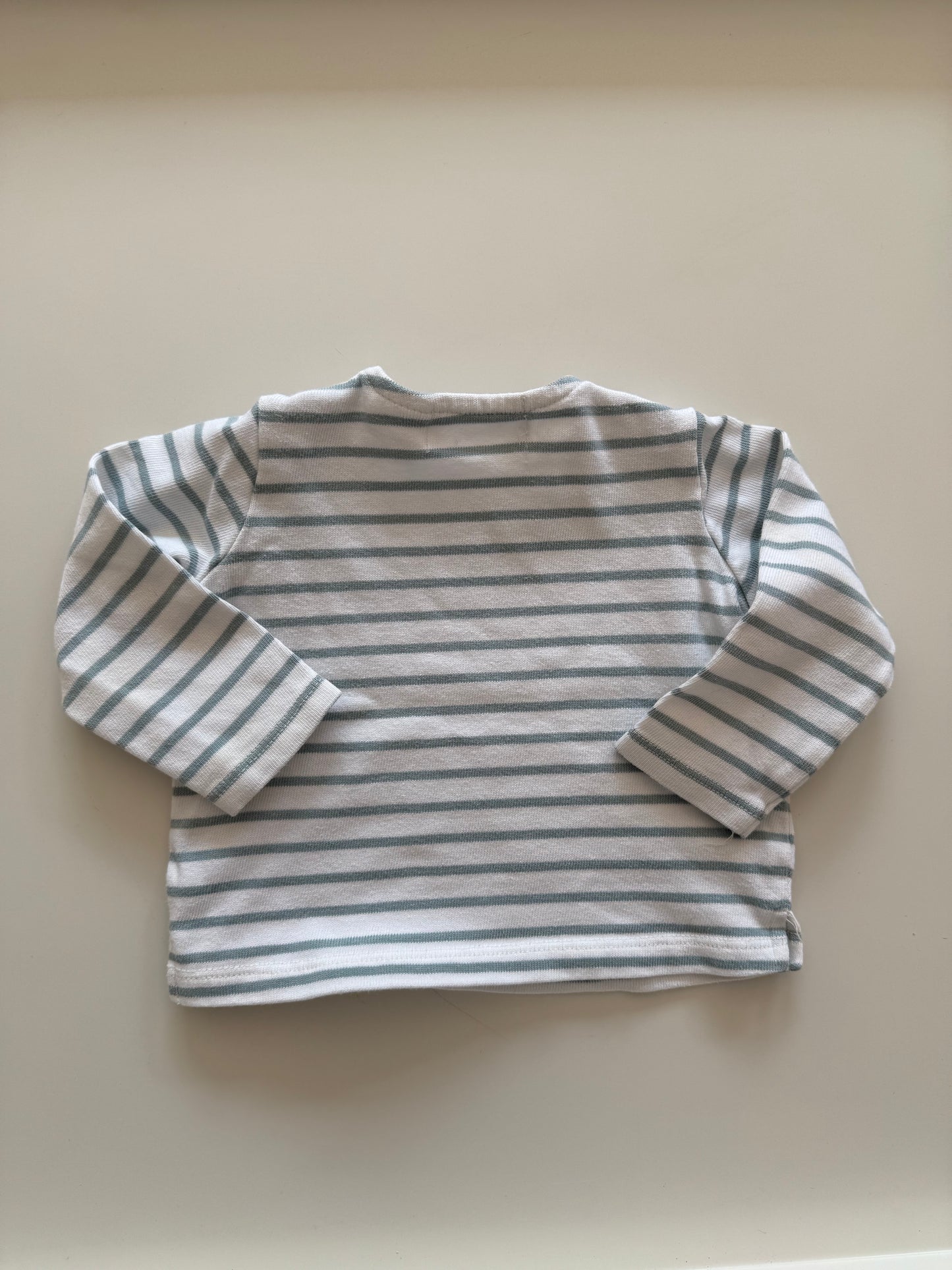 ZARA Langarmshirt blau weiß 74