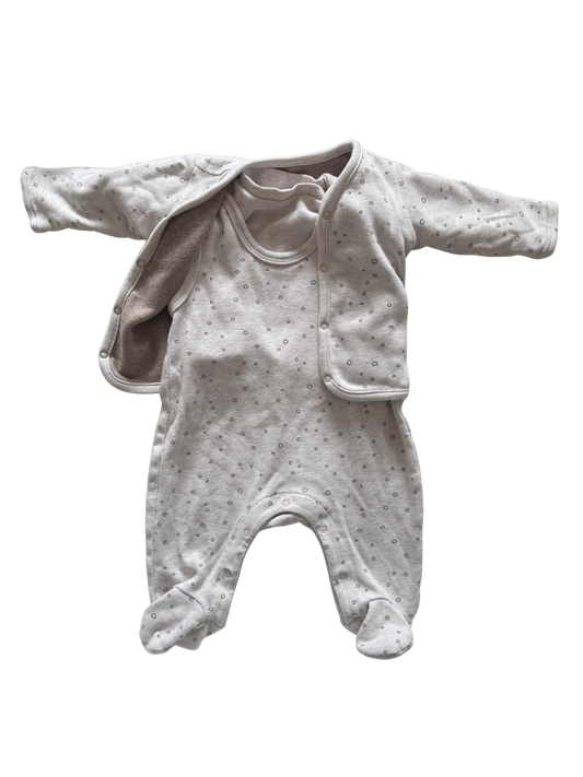 WELLCOME Strampler beige braun 50/56