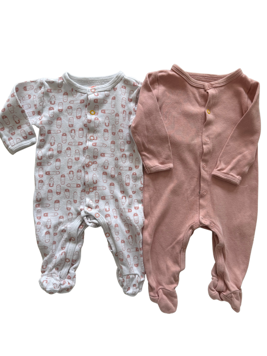 HEMA Schlafanzüge weiß altrosa 50/56