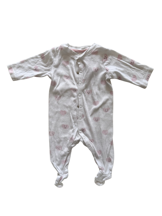 H&M Schlafanzug weiß rosa 56