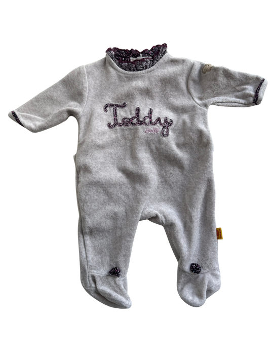 STEIFF Strampler Teddy grau lila 50