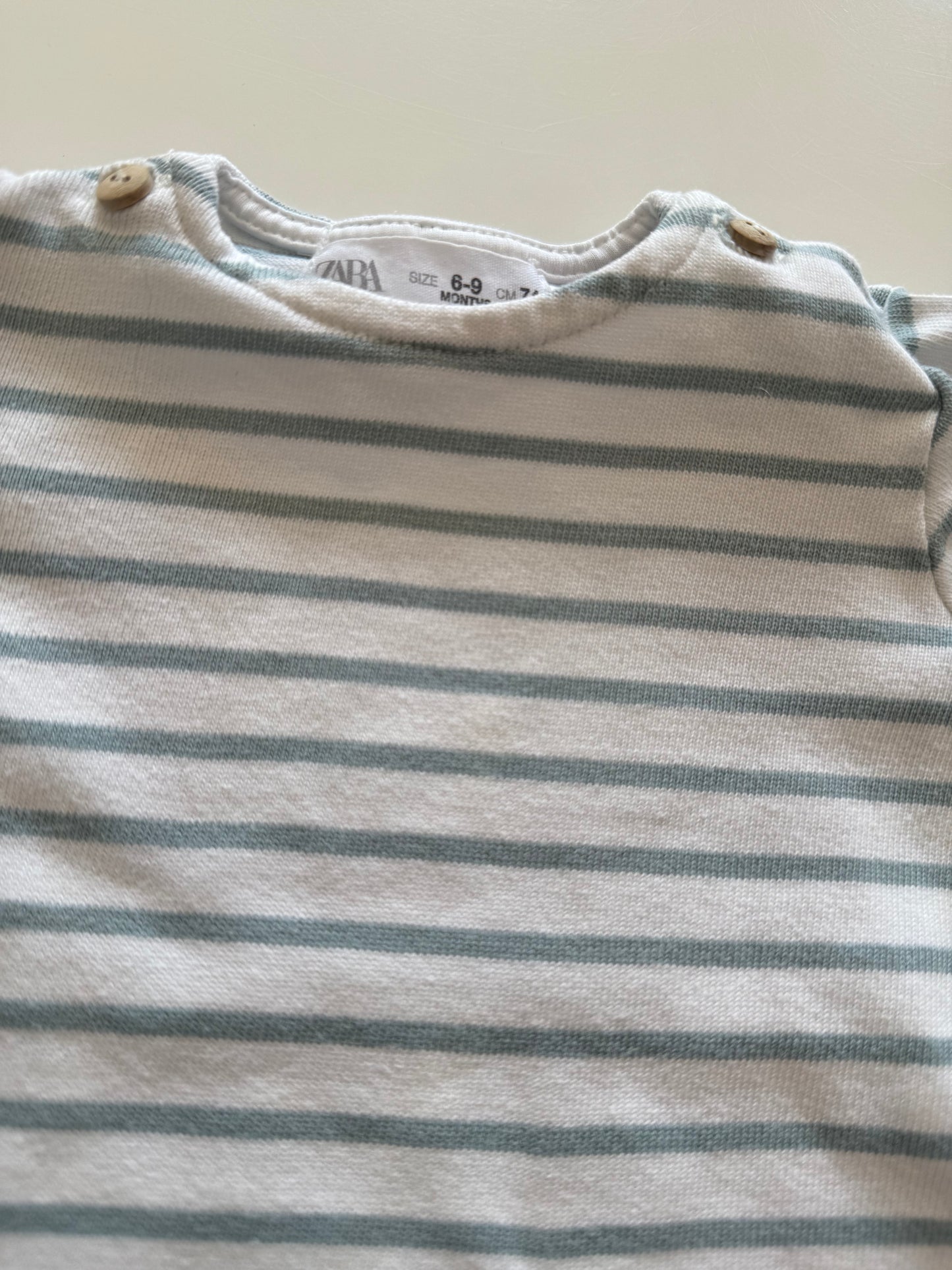 ZARA Langarmshirt blau weiß 74
