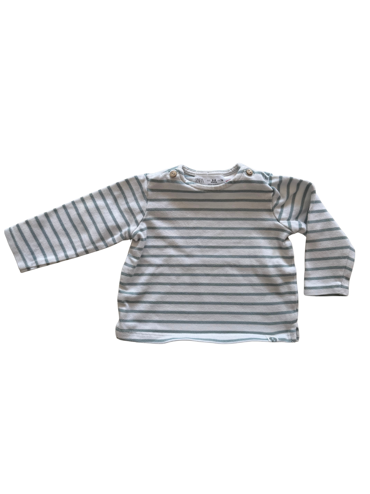 ZARA Langarmshirt blau weiß 74