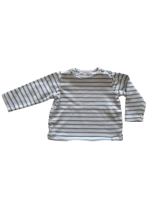 ZARA Langarmshirt blau weiß 74