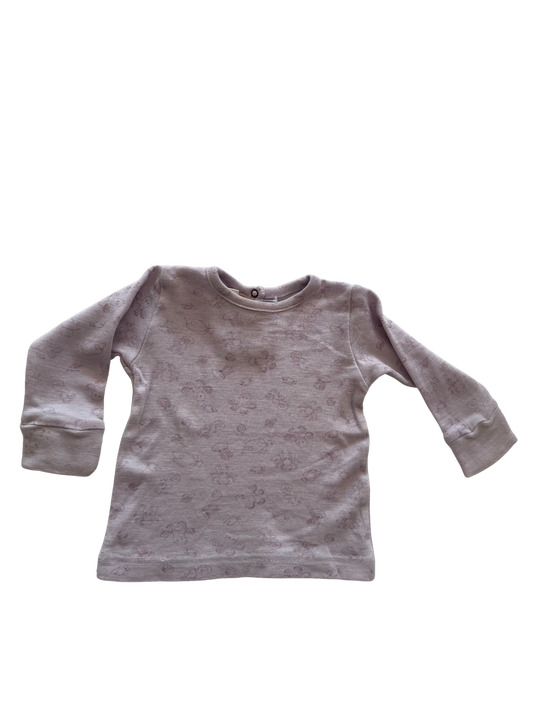 ENGEL Langarmshirt Wolle-Seide Meerestiere Flieder 62/68