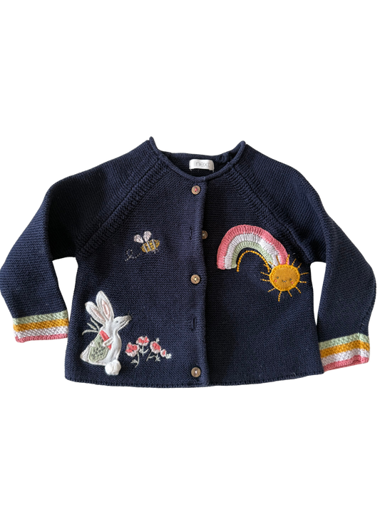 NEXT Strickjacke Bestickt dunkelblau 62/68