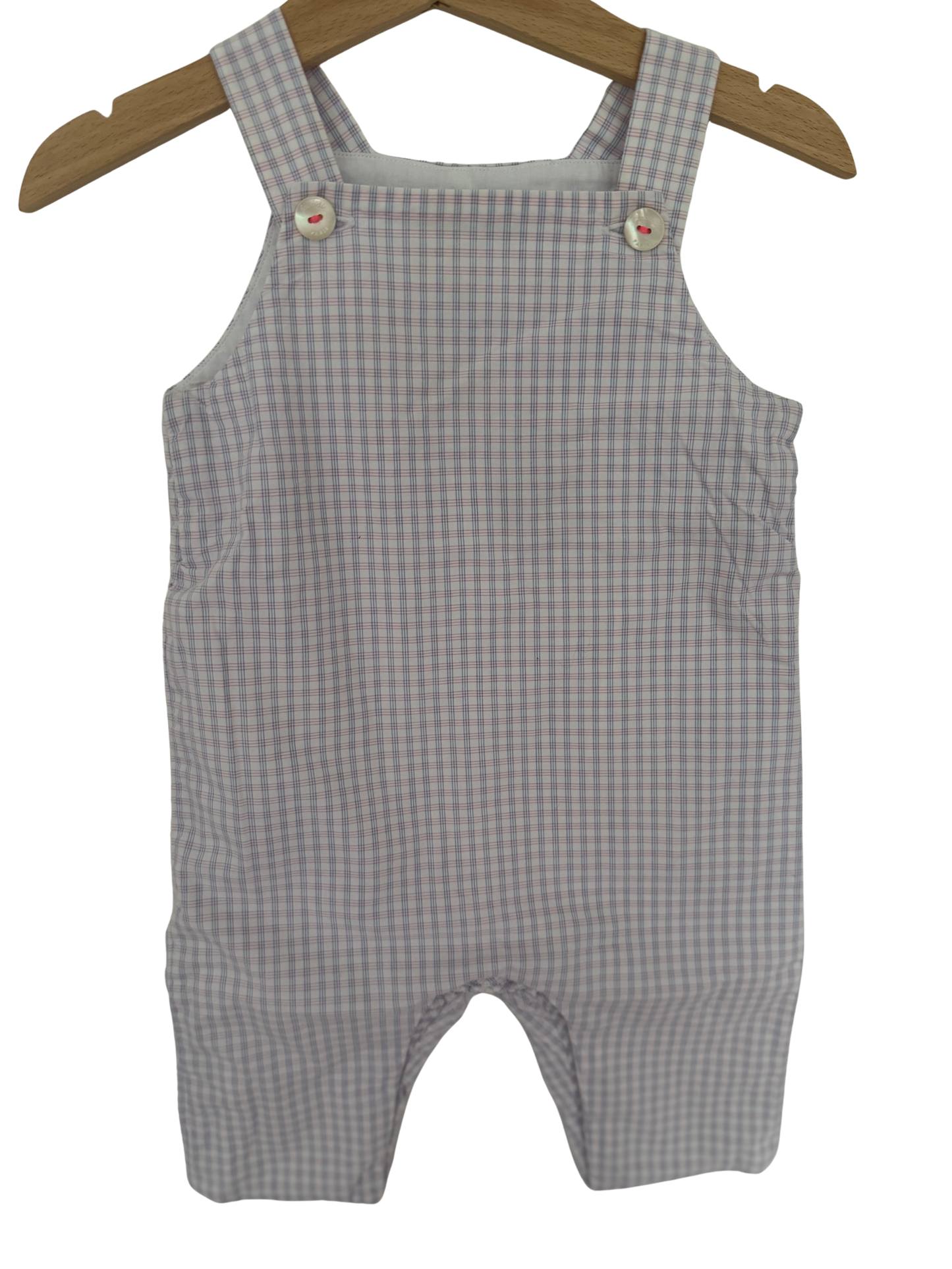 JACADI Latzhose hellblau rosa weiß kariert 62/68